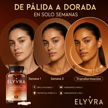 Bronceador ELYVRA | Potencia un bronceado natural, uniforme y duradero,