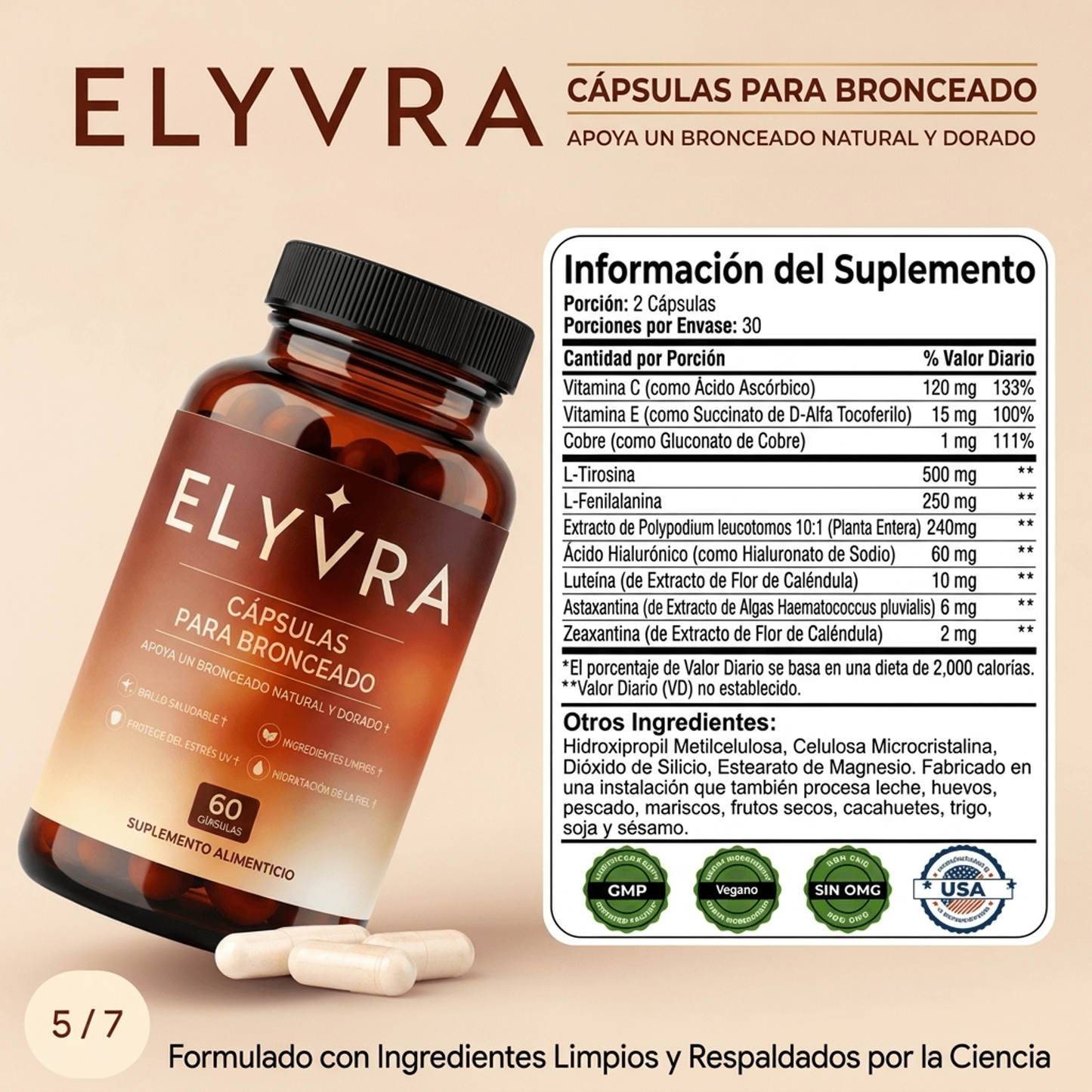 Bronceador ELYVRA | Potencia un bronceado natural, uniforme y duradero,